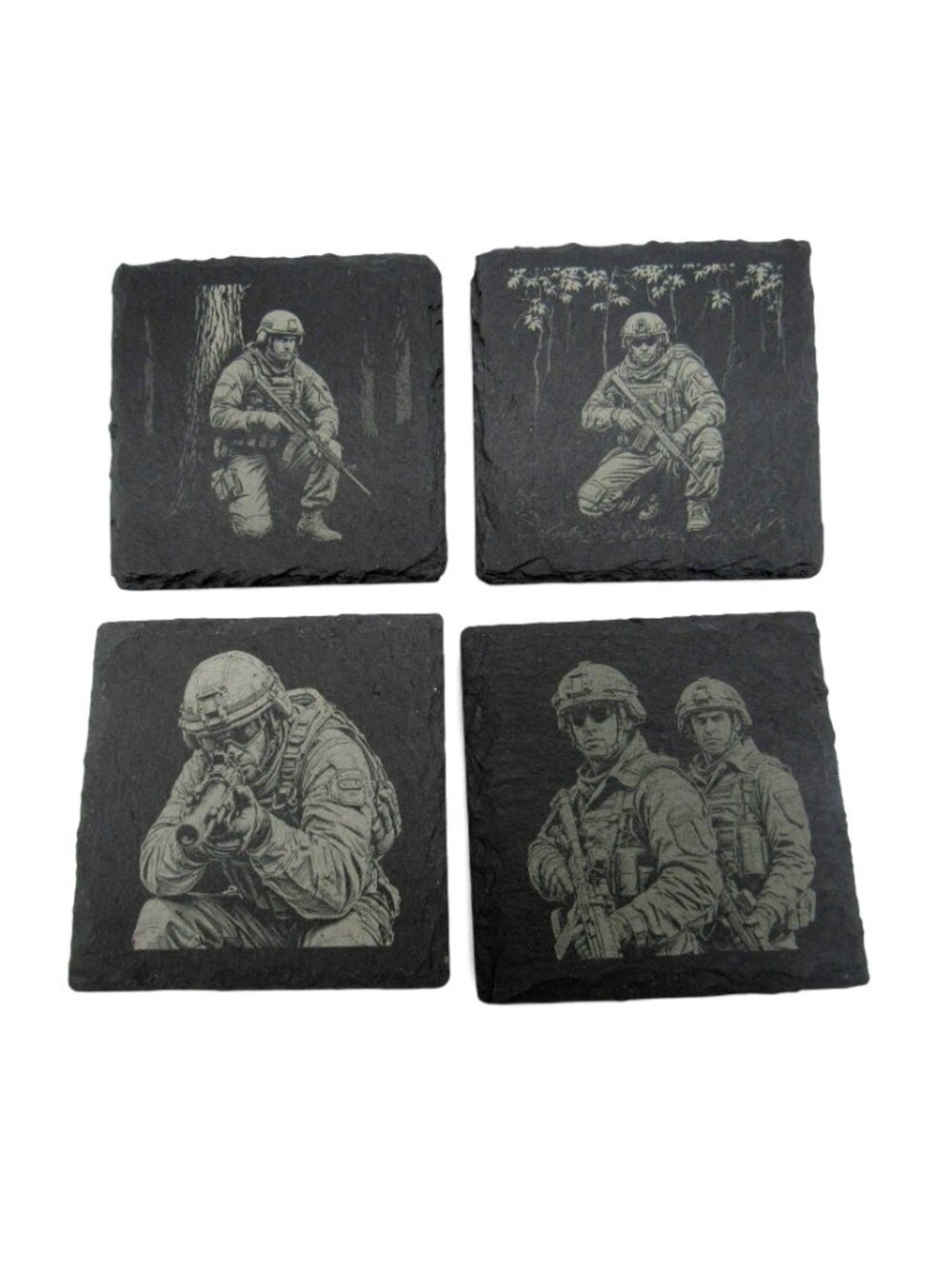 Coasters Military Soldiers Gray Slate Square Set of 4